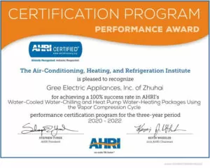 Компания Gree снова получила награду AHRI